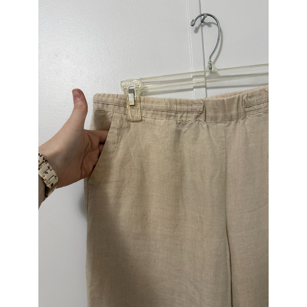 Charter Club Luxury Linen Pants Women M Beige Coastal Preppy Old Money Vacation - Picture 3 of 9